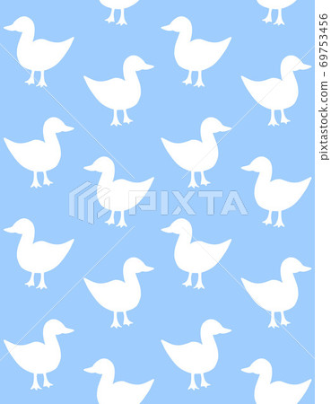 Vector seamless pattern of white doodle duck 69753456