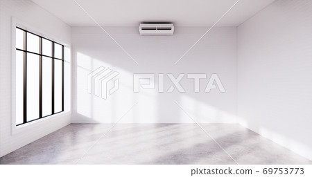 the interior Loft style with white brick wall design on wooden floor.3D rendering 69753773