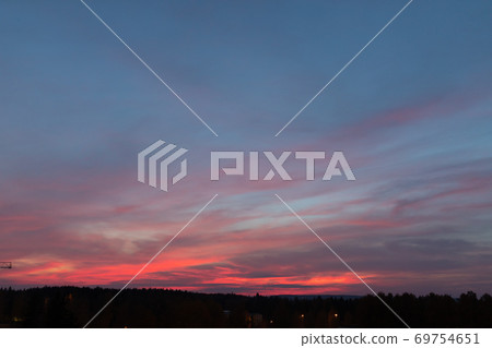 Red clouds sunset sky landscape Red clouds sunset sky landscape 69754651