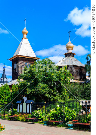 Wooden Church of St. Sergius of Radonezh of Holy Trinity convent in Murom, Russia 69754816