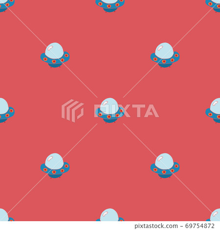 Ufo and aliens Seamless pattern. Cute Doodles space ships sketch. Hand drawn Cartoon Vector illustration 69754872