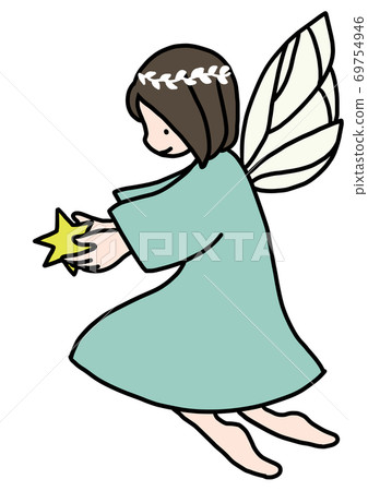 Hand drawn illustration of a fairy celebrating Christmas 69754946
