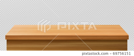Wood table foreground, vintage tabletop front view 69756151