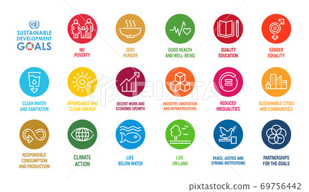 Corporate social responsibility sign. Sustainable Development Goals illustration. SDG signs. Pictogram for ad, web, mobile app, promo. Corporate social responsibility sign. Sustainable Development Goals illustration. SDG signs. Pictogram for ad, web, mobile app, promo. 69756442