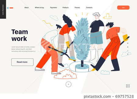 Business topics - teamwork, web template - Stock Illustration [69757528 ...