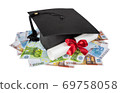 Graduate cap, banknotes and diploma 69758058