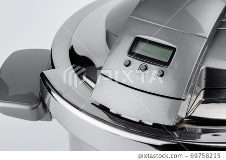 Metal thermo casserole isolated on white background 69758215