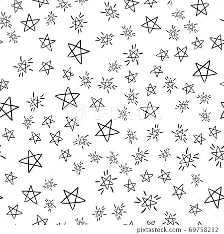 Seamless pattern with black stars on a white... - Stock Illustration ...