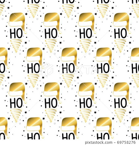 Hohoho pattern, Santa Claus laugh. Seamless texture for Christmas design. Vector red background with handwritten words ho. 69758276