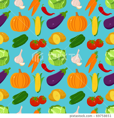 Organic food seamless pattern. Fruits and... - Stock Illustration ...