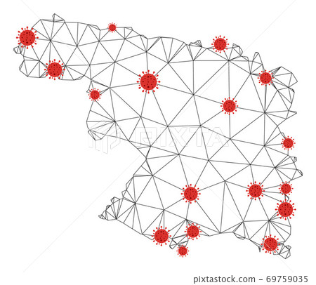 Polygonal 2D Mesh Vector Zamora Province Map with Coronavirus 69759035