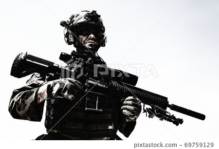 Portrait of army special forces equipped infantry 69759129