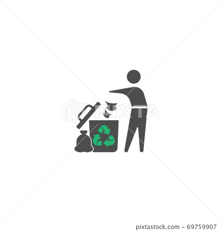 Trash and man icon vector Trash and man icon vector 69759907