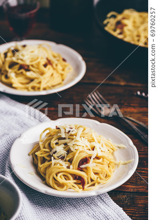 Classic carbonara pasta Classic carbonara pasta 69760257