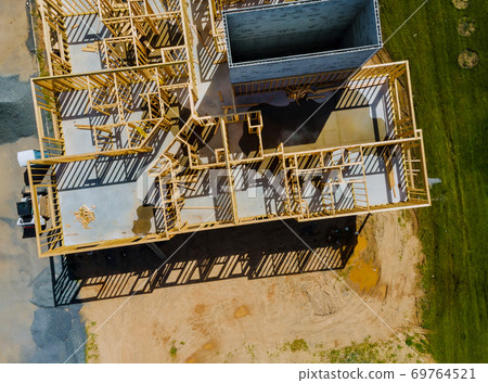 Framing beam of new house under construction home framing 69764521