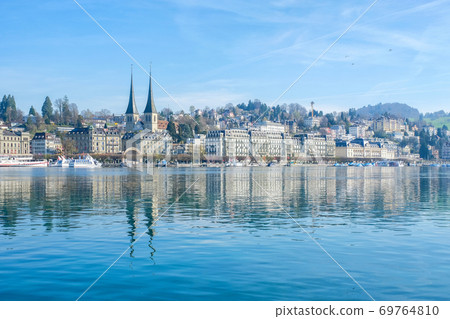 Panoramic view of Lucerne with famous Chapel Bridge and lake Lucerne ,Switzerland Panoramic view of Lucerne with famous Chapel Bridge and lake Lucerne ,Switzerland 69764810