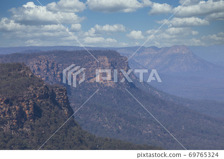 A forest near a cliff burnt by bushfire in regional Australia A forest near a cliff burnt by bushfire in regional Australia 69765324