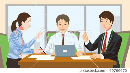 Business 3 people in a meeting 69766670