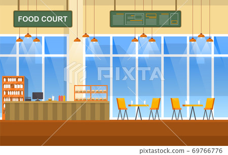 Food Court Indoor Interior Empty Restaurant Cafeteria Illustration Food Court Indoor Interior Empty Restaurant Cafeteria Illustration 69766776