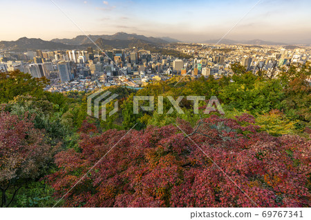 View of Seoul city in South Korea from the top of Namsan 69767341