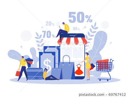 black friday shop, people buying on super discount ,Shop online service, promo purchase marketing illustration 69767412