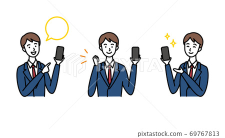 Mr. B, a businessman / office worker who recommends a smartphone app 69767813