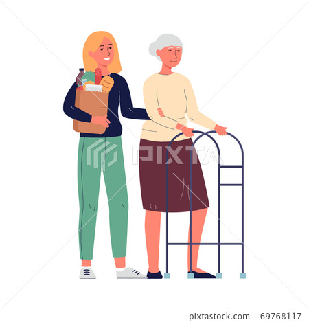 Care and support for the elderly - vector - Stock Illustration  [69768117] - PIXTA