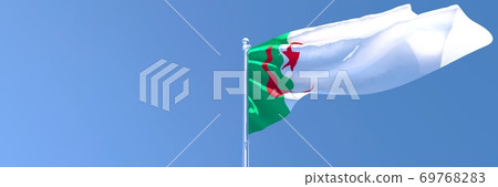 3D rendering of the national flag of Algeria waving in the wind 69768283