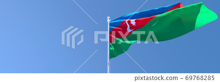 3D rendering of the national flag of Azerbaijan waving in the wind 69768285