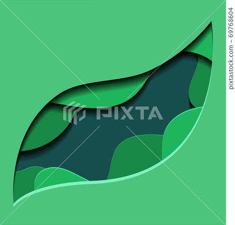 Green illustration of 3d tree leaf cut out from... - Stock Illustration ...