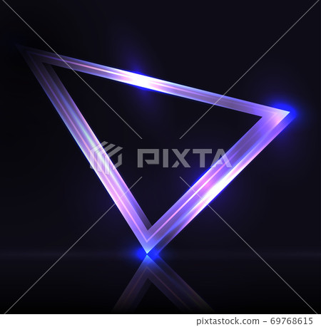 Neon triangle with highlights. Vector neon frame with place for text. Neon triangle with highlights. Vector neon frame with place for text. 69768615