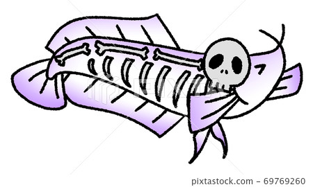 Arowana (purple) enjoying Halloween in a skeleton costume Arowana (purple) enjoying Halloween in a skeleton costume 69769260