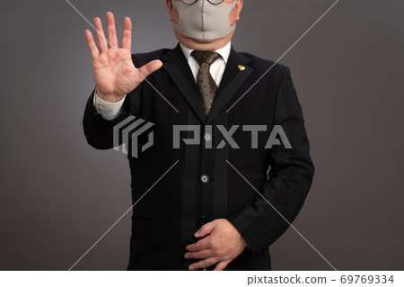 Lawyer gesture gray background 69769334