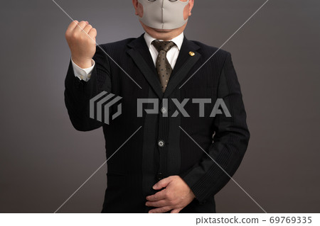 Lawyer gesture gray background 69769335