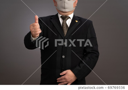 Lawyer gesture gray background 69769336