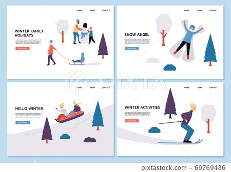 People outdoor activity in the winter - flat vector templates for website 69769486
