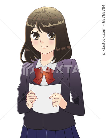 對檢查結果感到放心的高中女生 對檢查結果感到放心的高中女生 69769784