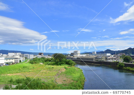 Scenery from the train window of the Tokaido Main Line from Hiratsuka Station to Numazu Station Scenery from the train window of the Tokaido Main Line from Hiratsuka Station to Numazu Station 69770745