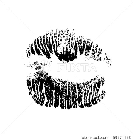 Lips track print. Stamp of mouth isolated on white background. Vector illustration. Lips track print. Stamp of mouth isolated on white background. Vector illustration. 69771138