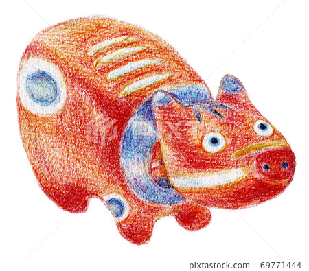 彩色鉛筆劃Akabeko新年賀卡向右圖6 69771444