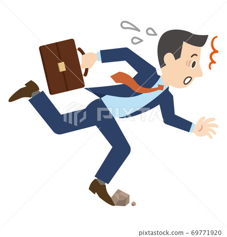 跌倒在石頭上的商人 69771920