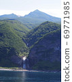 View of Kamuiwakka Hot Falls and Mt. Iou from the Shiretoko Cape sightseeing boat 69771985