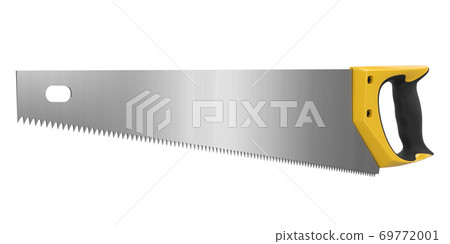 Hand saw with hardened teeth isolated on white. Tool for carpentry work Hand saw with hardened teeth isolated on white. Tool for carpentry work 69772001
