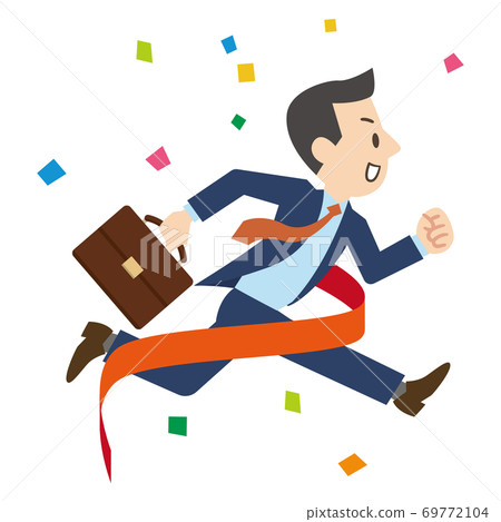 A businessman who cuts a goal tape 69772104