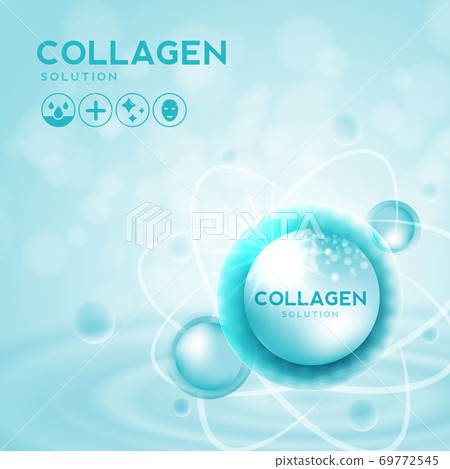 Collagen serum and vitamin, hyaluronic acid skin solutions with cosmetic advertising background ready to use. Illustration vector design. Collagen serum and vitamin, hyaluronic acid skin solutions with cosmetic advertising background ready to use. Illustration vector design. 69772545