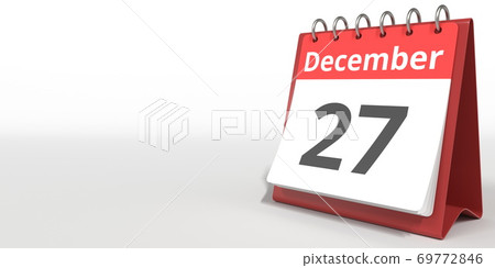 December 27 date on the flip calendar page, 3d rendering 69772846