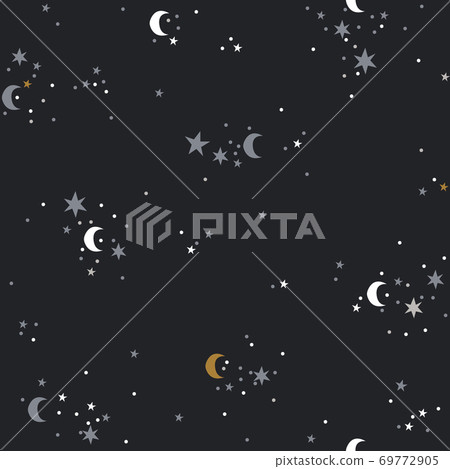 Seamless pattern with star in dark sky 69772905