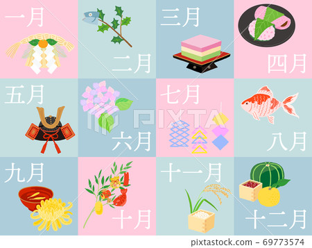 12個月季節的圖像 69773574