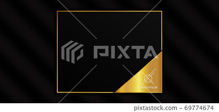 Luxury gold square frame design black color wavy background 69774674