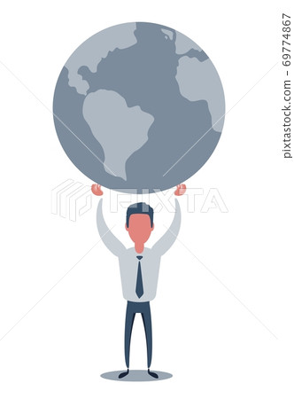 a man that hold in his hands the whole world globe 69774867